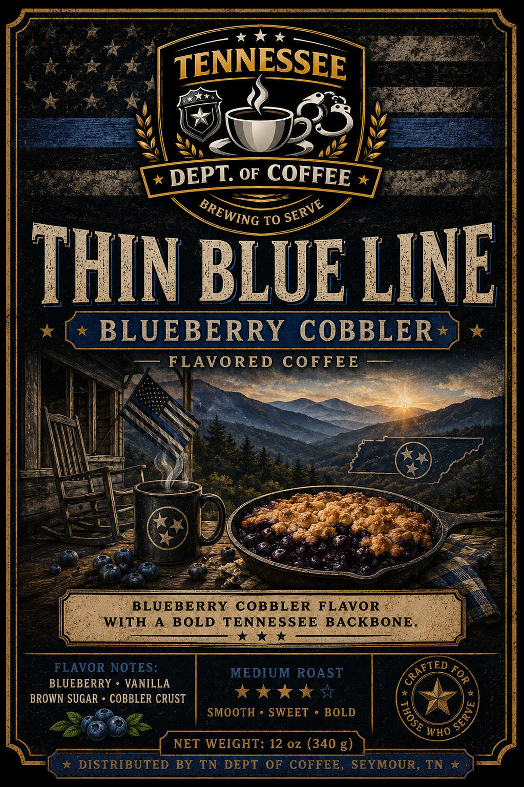 Thin Blue Line – Blueberry Cobbler Flavored Coffee