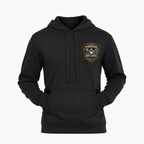 A black pullover hoodie with a drawstring hood and kangaroo pocket, featuring a Tennessee Department of Transportation crest printed on the left chest, shown against a plain white background.