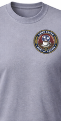 Gray t-shirt with a 'Tennessee Dept of Coffee' logo on a white background